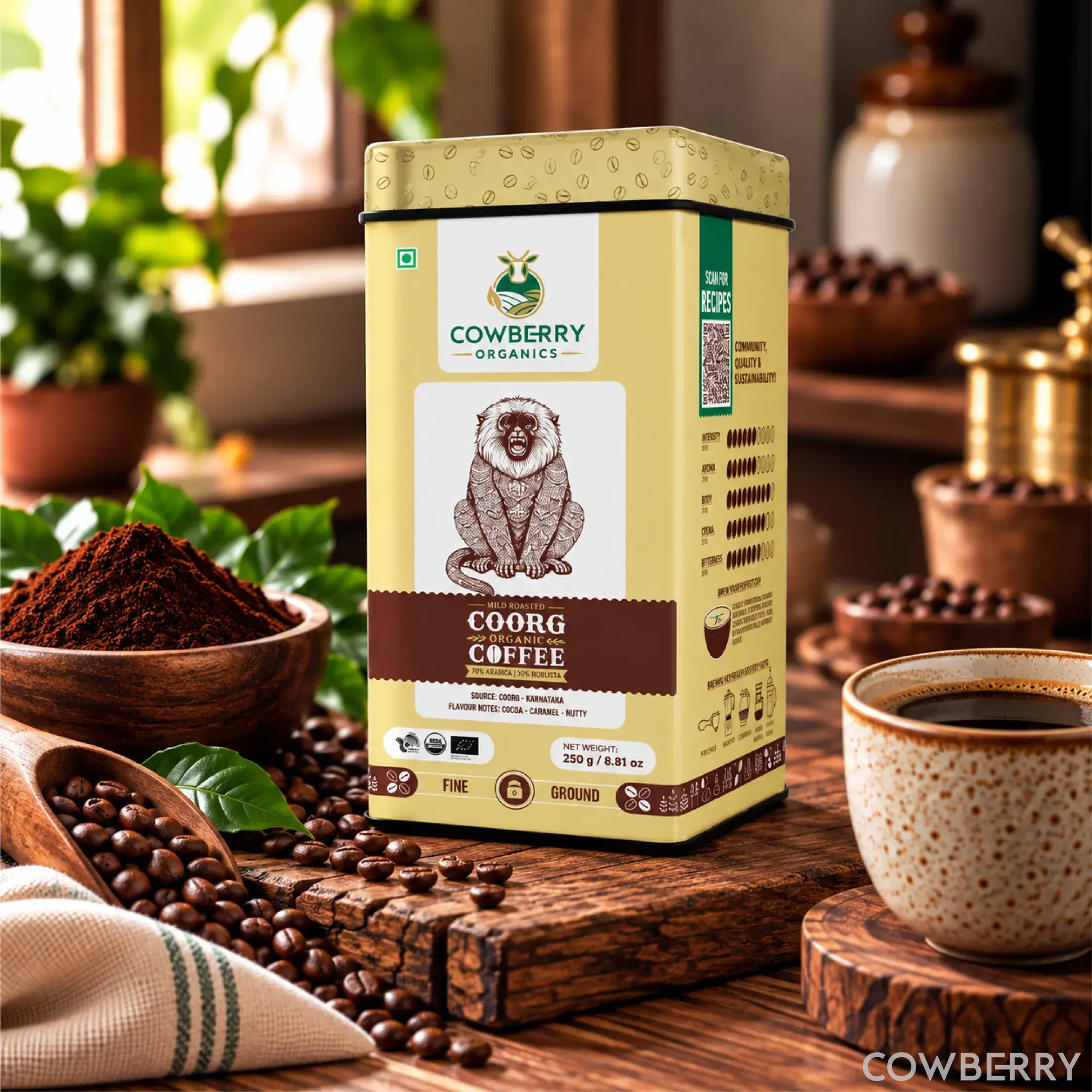Organic Coffee Powder | 70% Arabica, 30% Robusta | Mild Roast