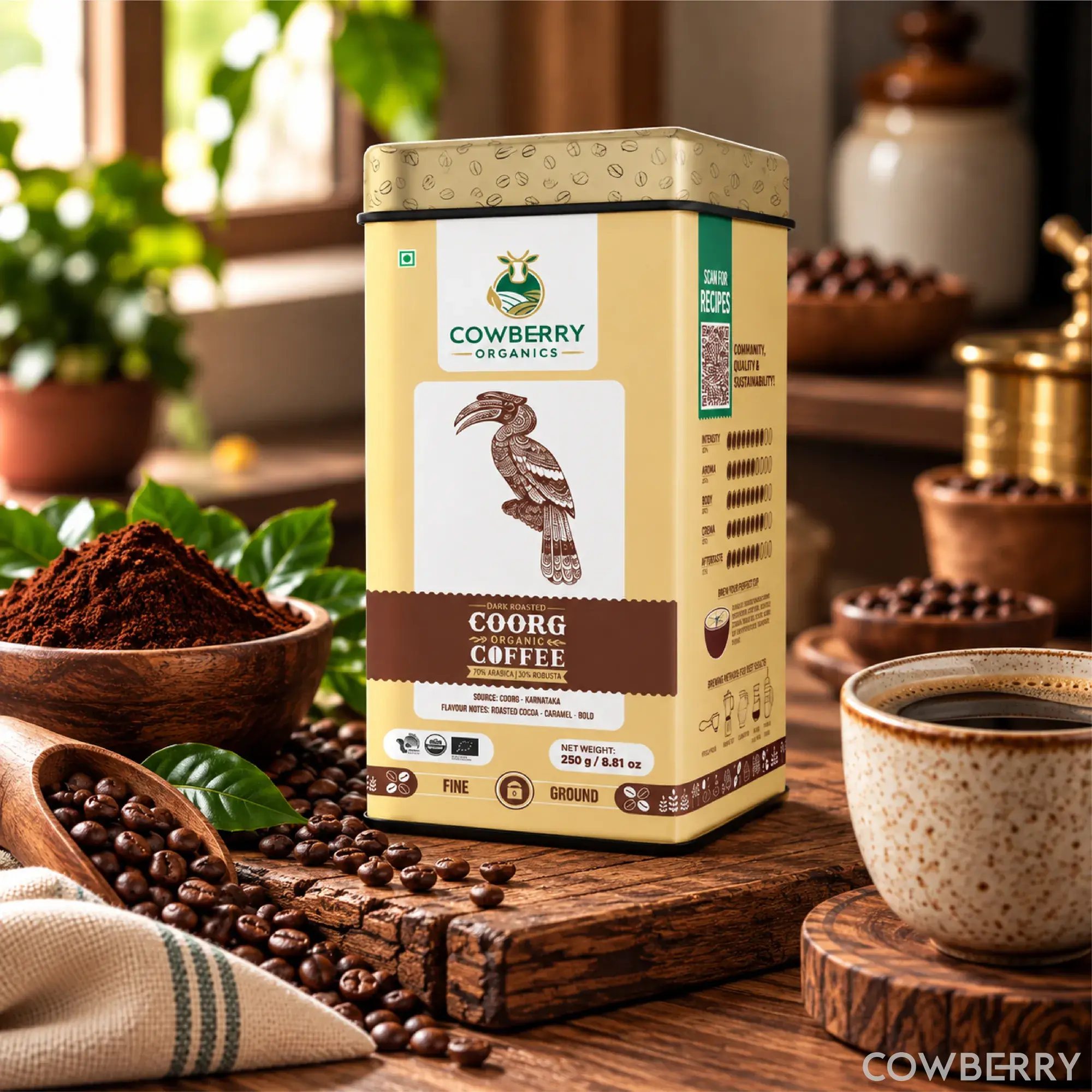 Organic Coffee Powder | 70% Arabica, 30% Robusta | Dark Roast