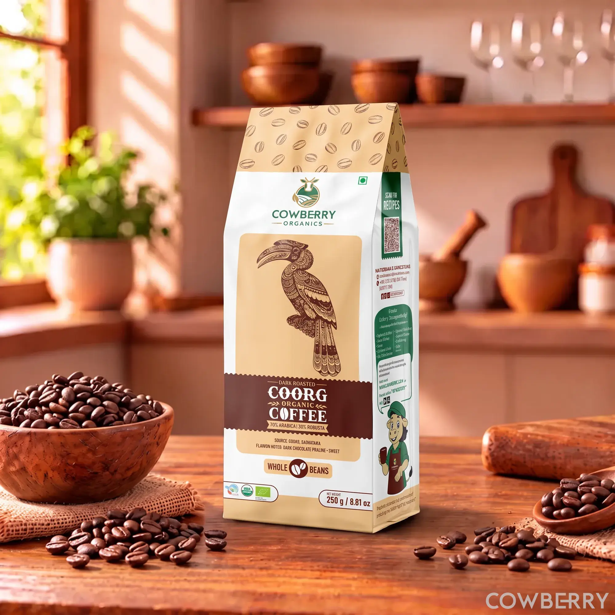 Organic Coffee Beans | 70% Arabica, 30% Robusta | Dark Roast