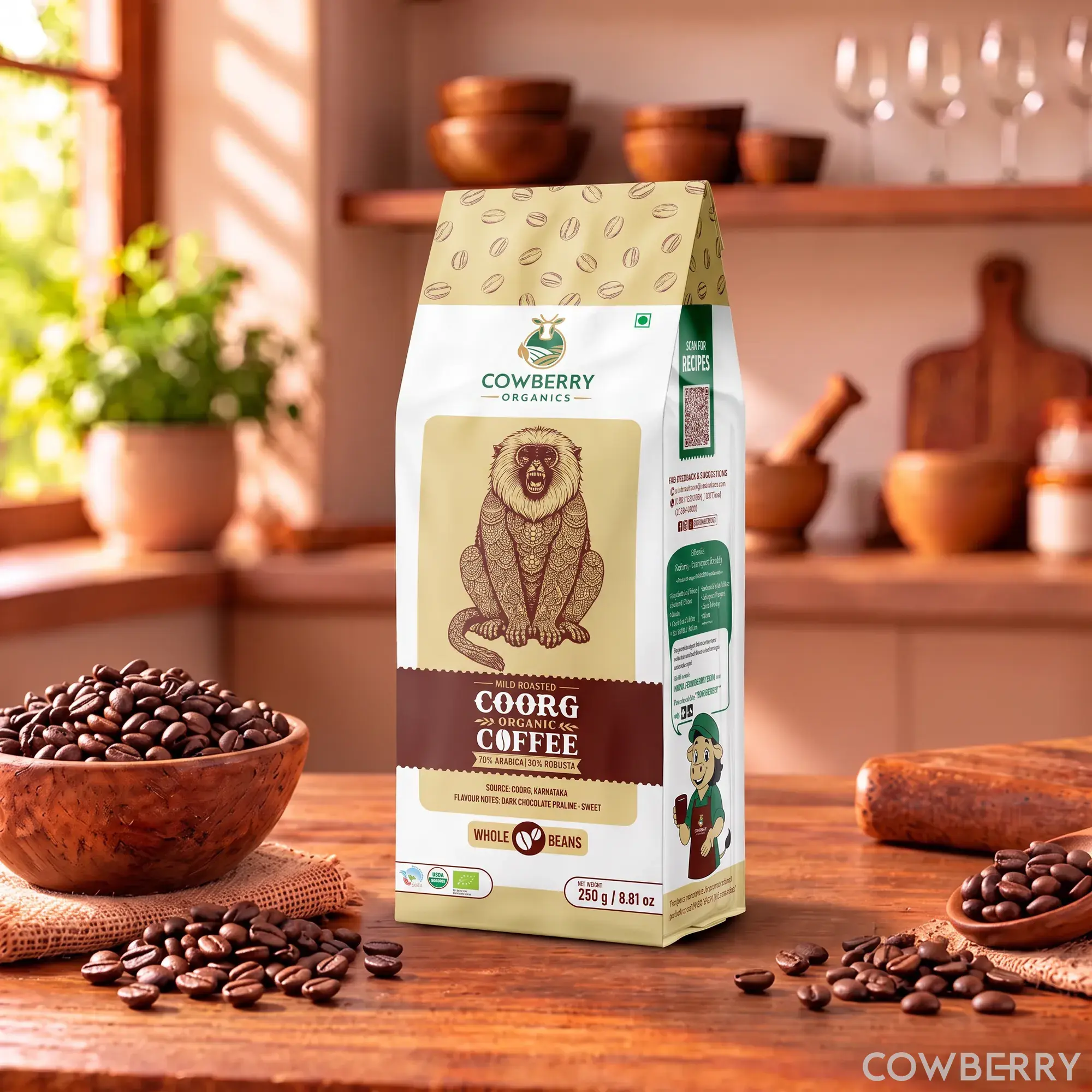 Organic Coffee Beans | 70% Arabica, 30% Robusta | Mild Roast