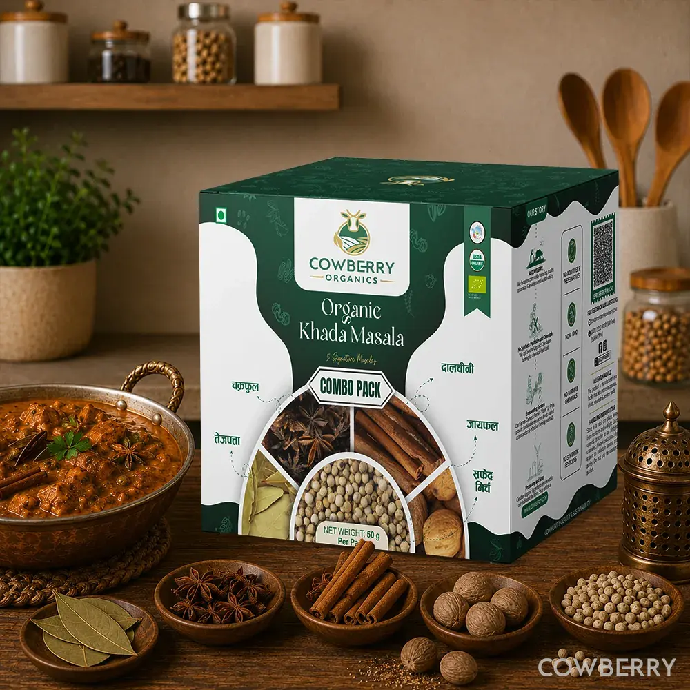 Khada Masala (Bay Leaf + Nutmeg + White Pepper + Star Anise + Cinnamon) – front of pack