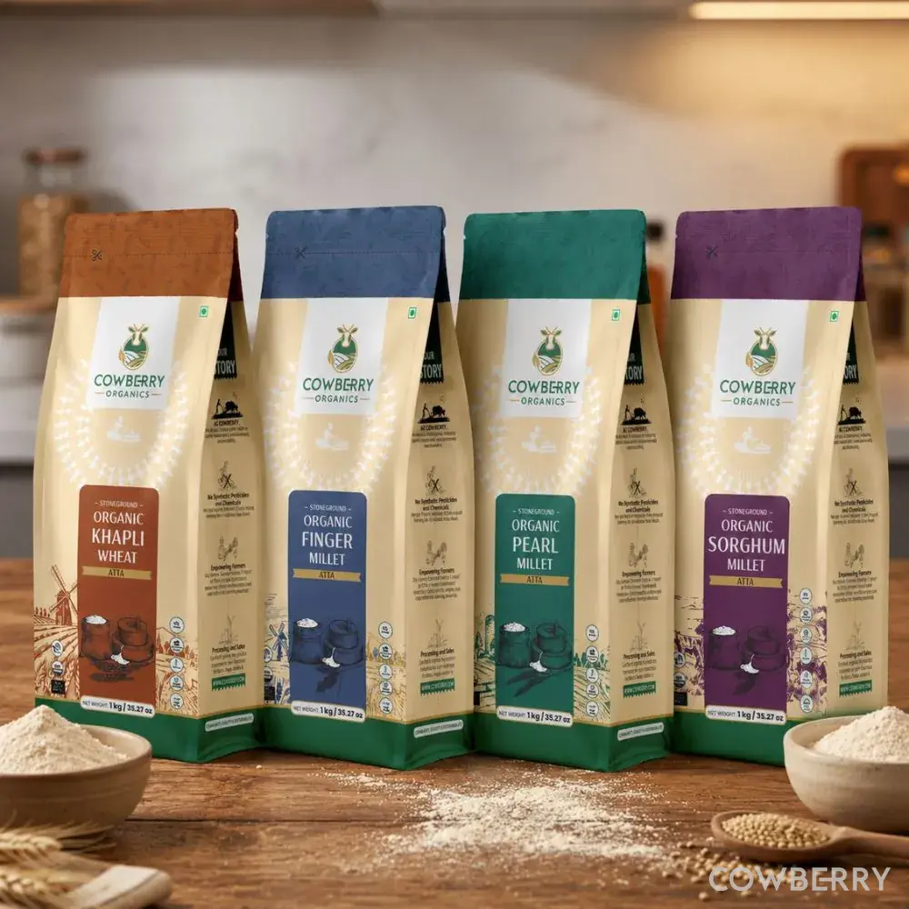 Organic Flours (Khapli Wheat, Finger Millet, Sorghum, Pearl Millet)