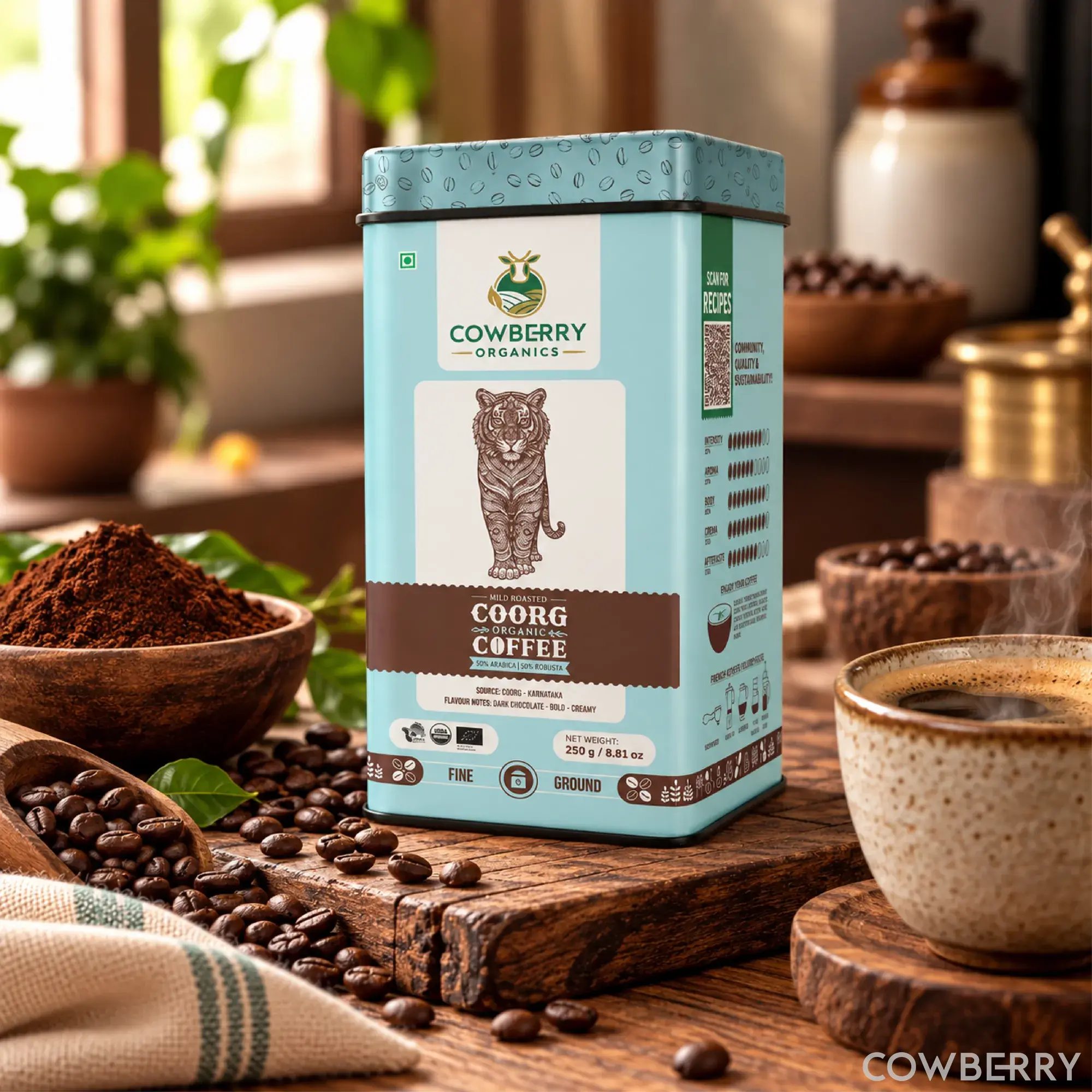 Organic Coffee Powder | 50% Arabica, 50% Robusta | Mild Roast