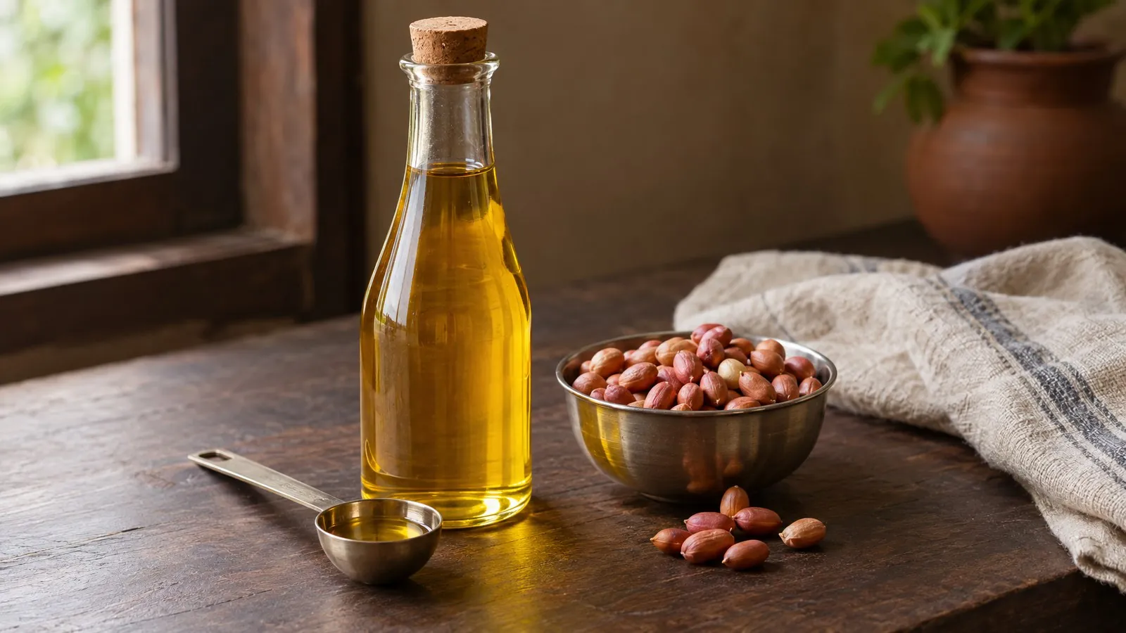 Groundnut oil nutritional value per 100g: calories and fat