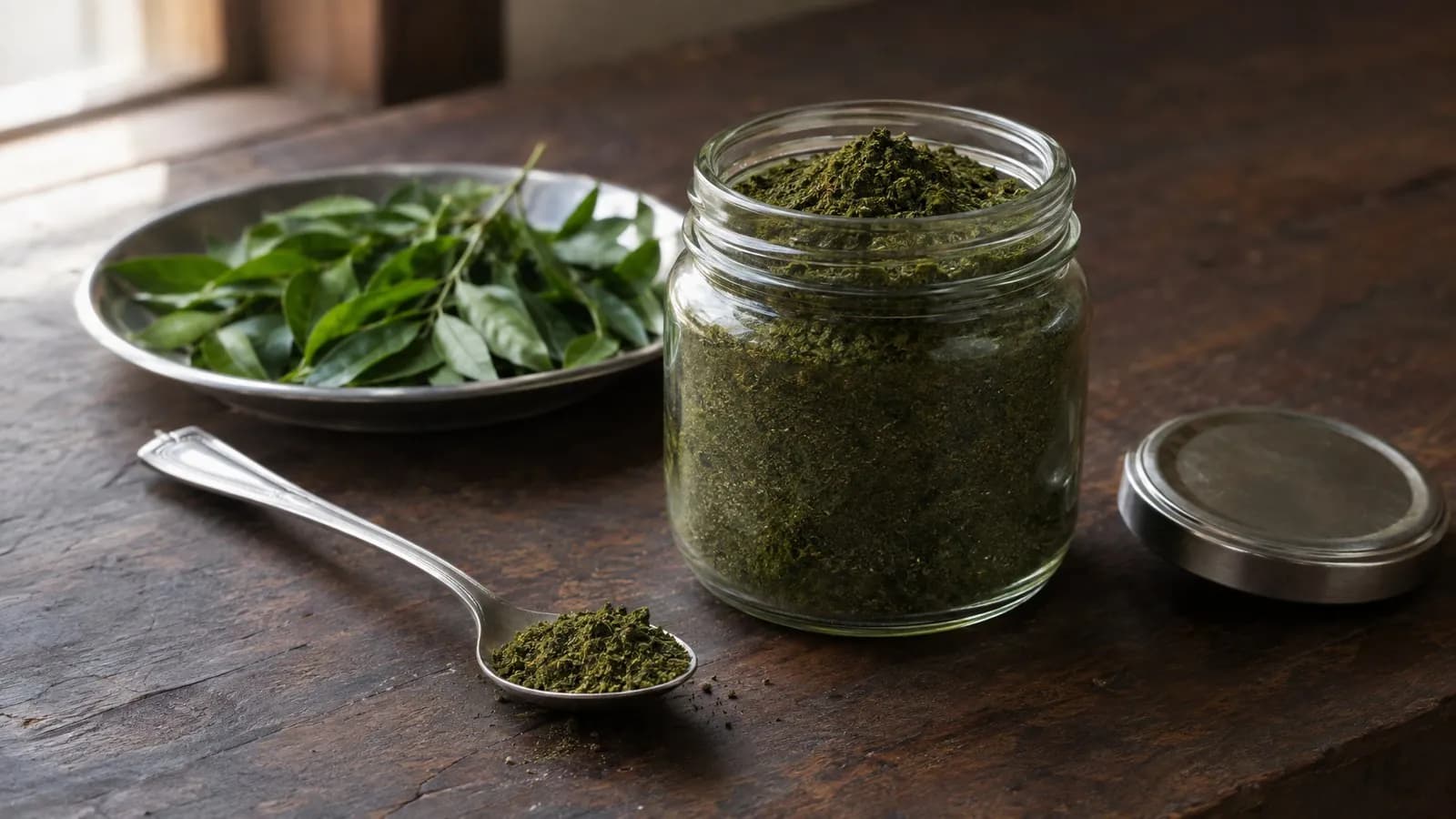 Curry leaves powder how to make: dry, roast and grind kadi patta