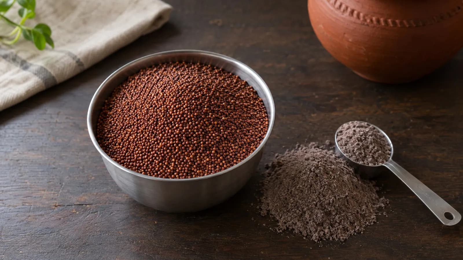 Ragi nutritional value per 100 g: calories, protein, calcium and GI