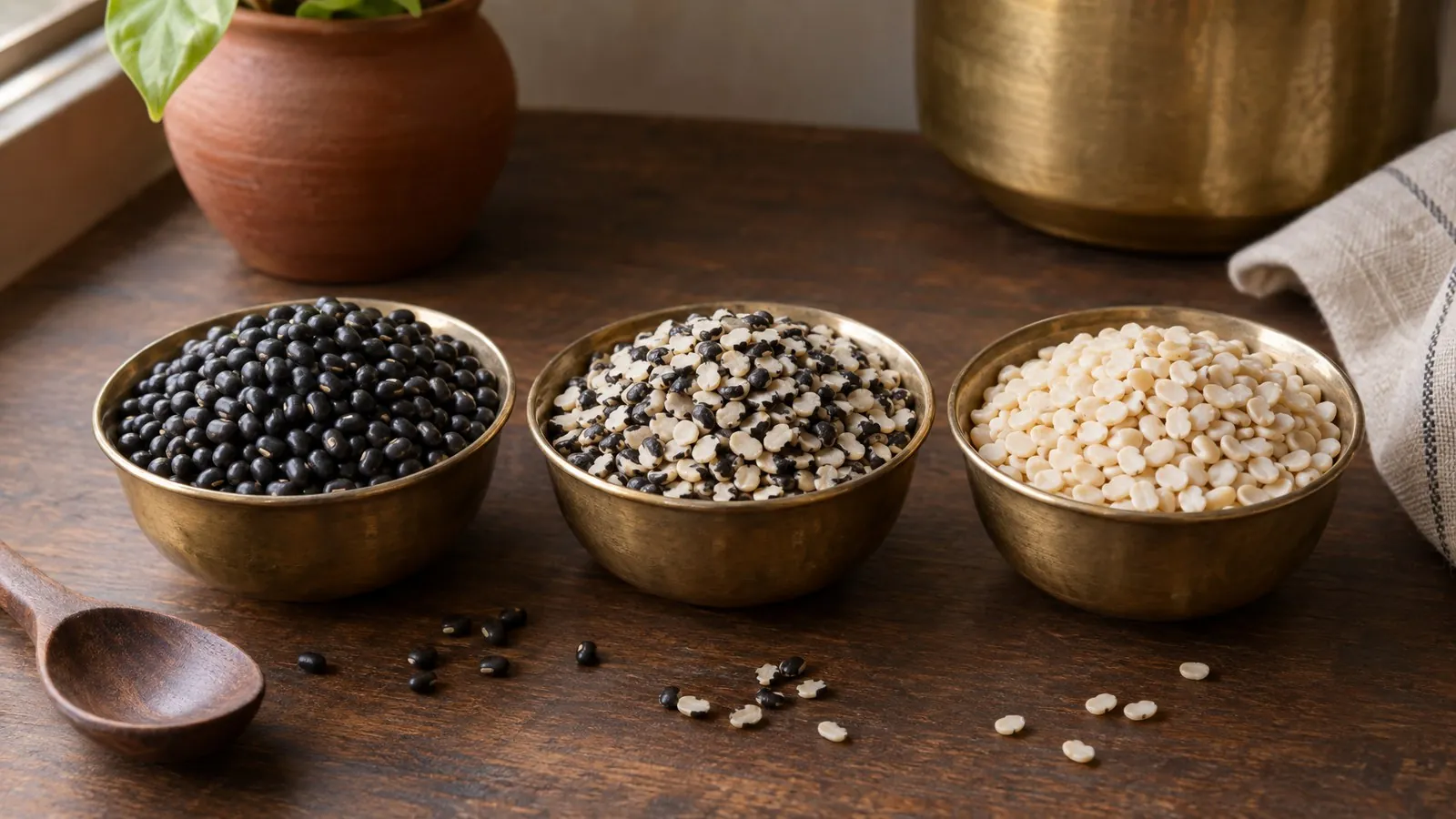 Whole urad dal, split and washed: black vs white and which to use