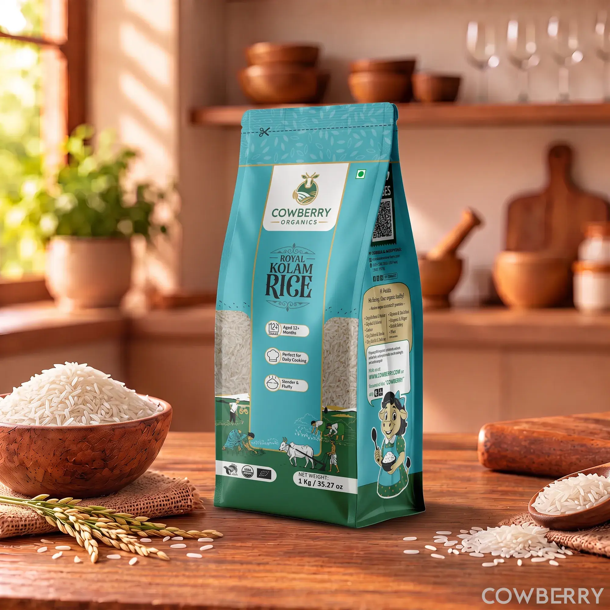 Organic Kolam Rice – front of pack