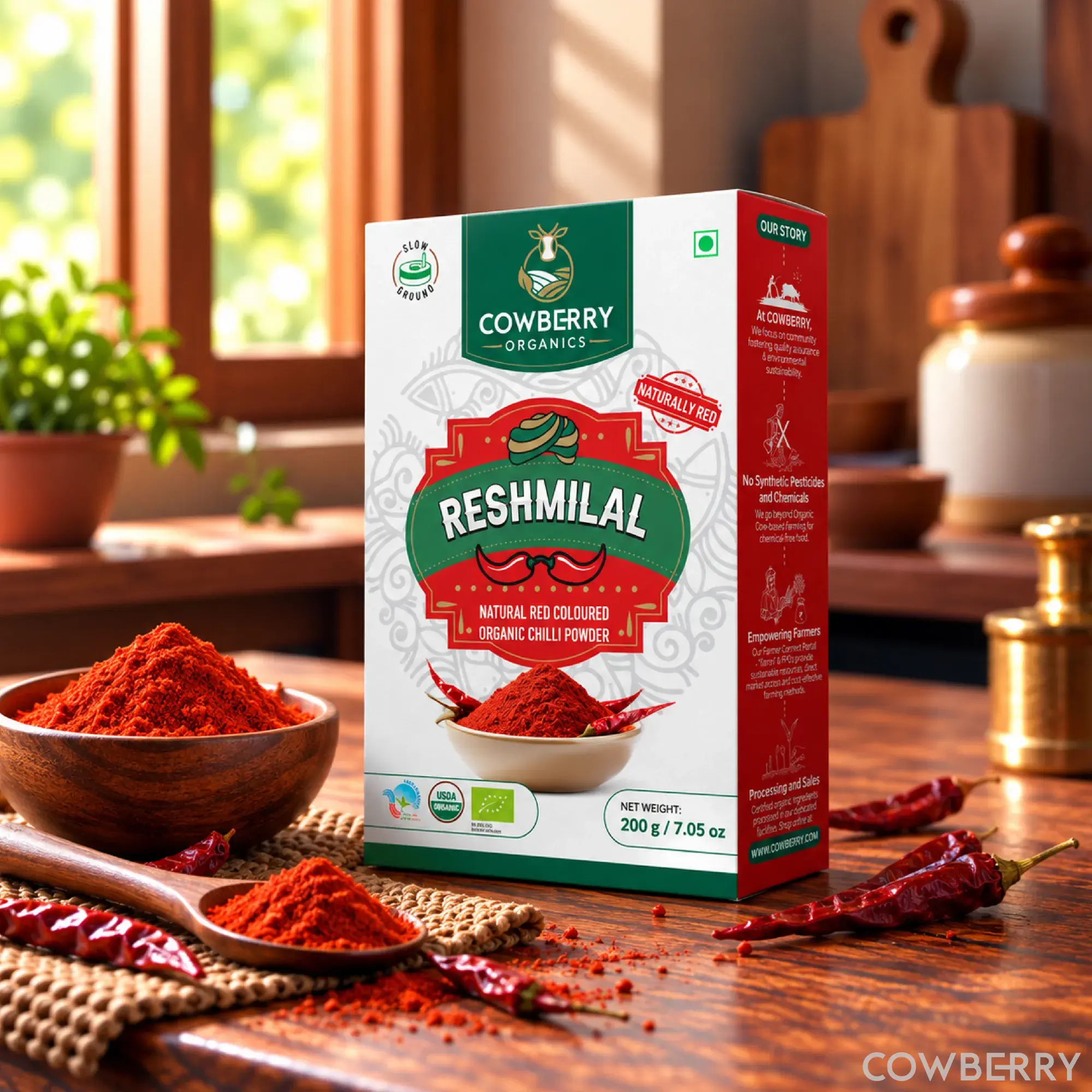 Organic Reshmilal (Kashmiri Red Chilli)