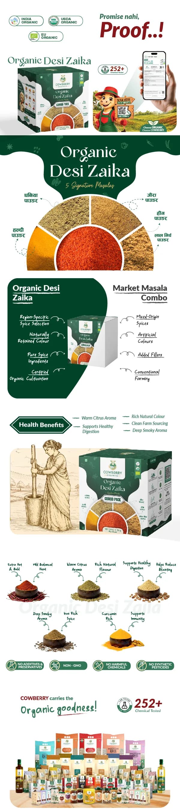 Desi Zaika Powder (Coriander + Red Chilli + Turmeric + Cumin + Hing) banner