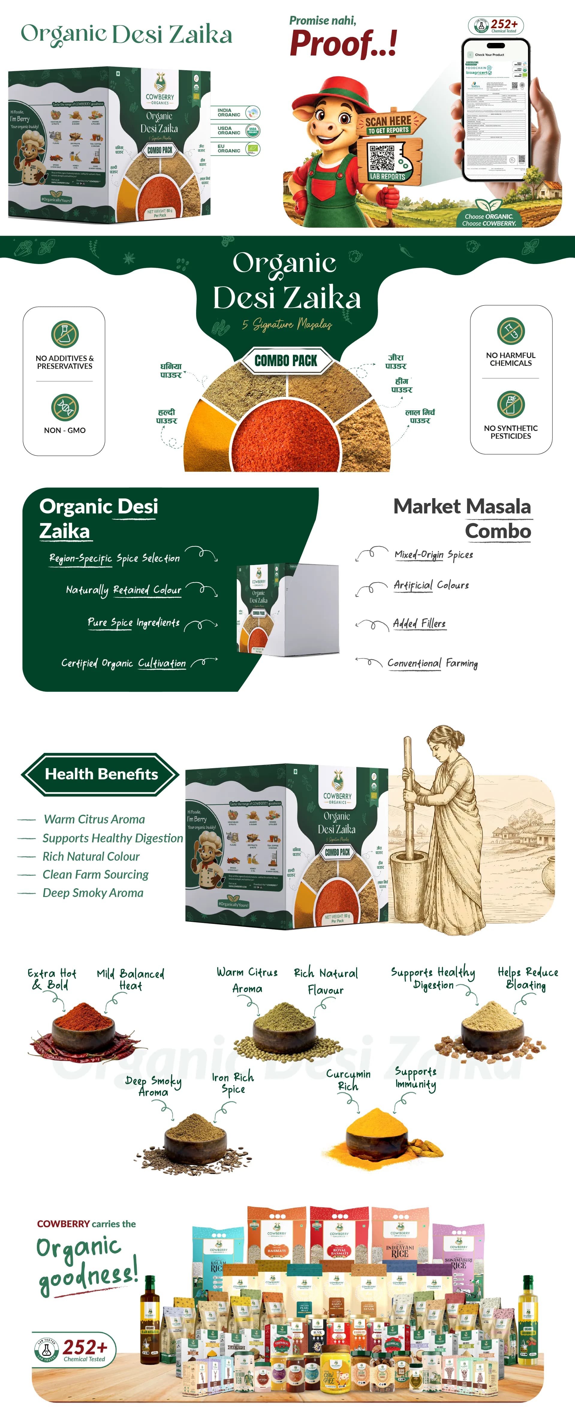 Desi Zaika Powder (Coriander + Red Chilli + Turmeric + Cumin + Hing) banner