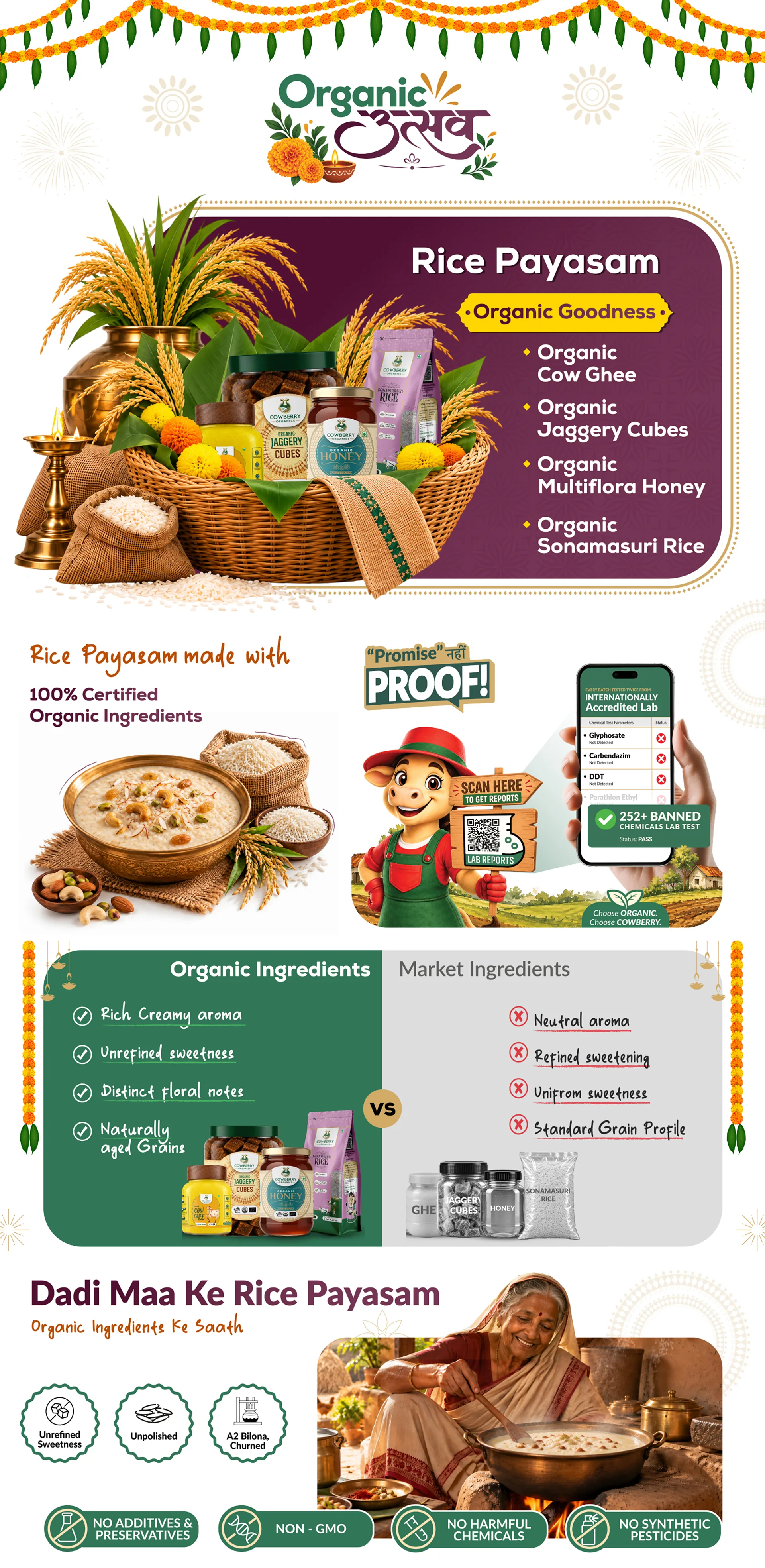 Organic The Heritage Hamper | A2 Cow Ghee, Jaggery Cubes, Multiflora Honey & Sonamasuri Rice banner