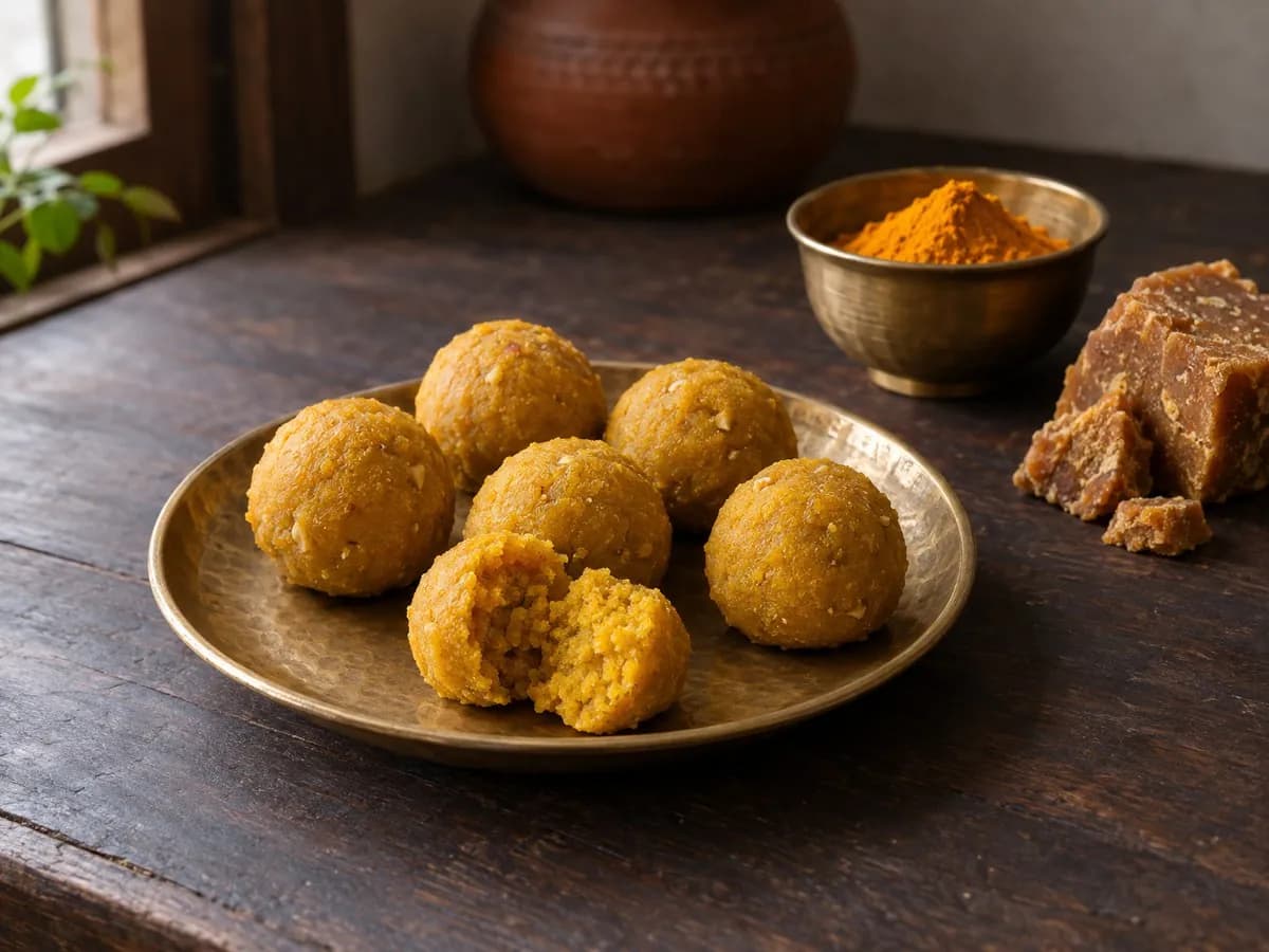 Haldi laddu (turmeric laddu)