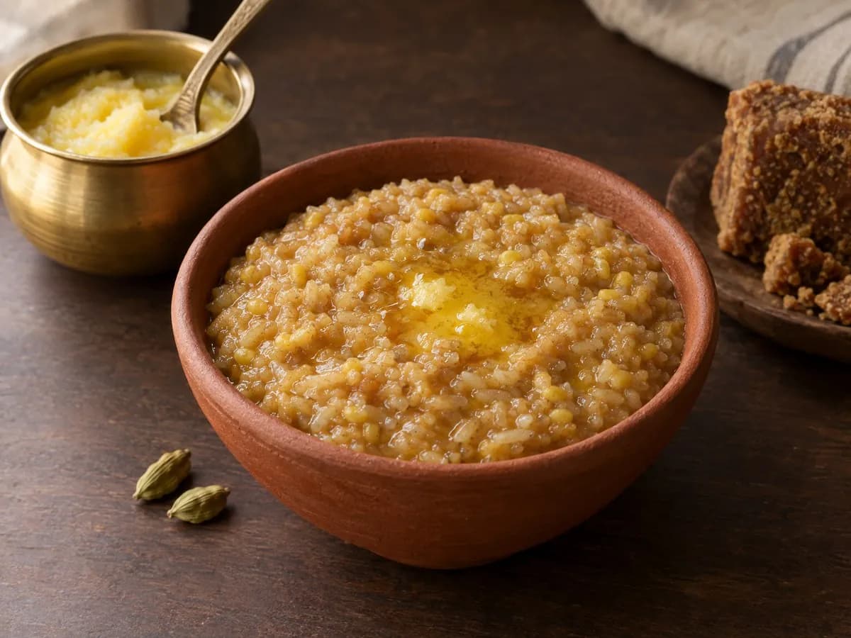 Jaggery khichdi (gur ki khichdi)