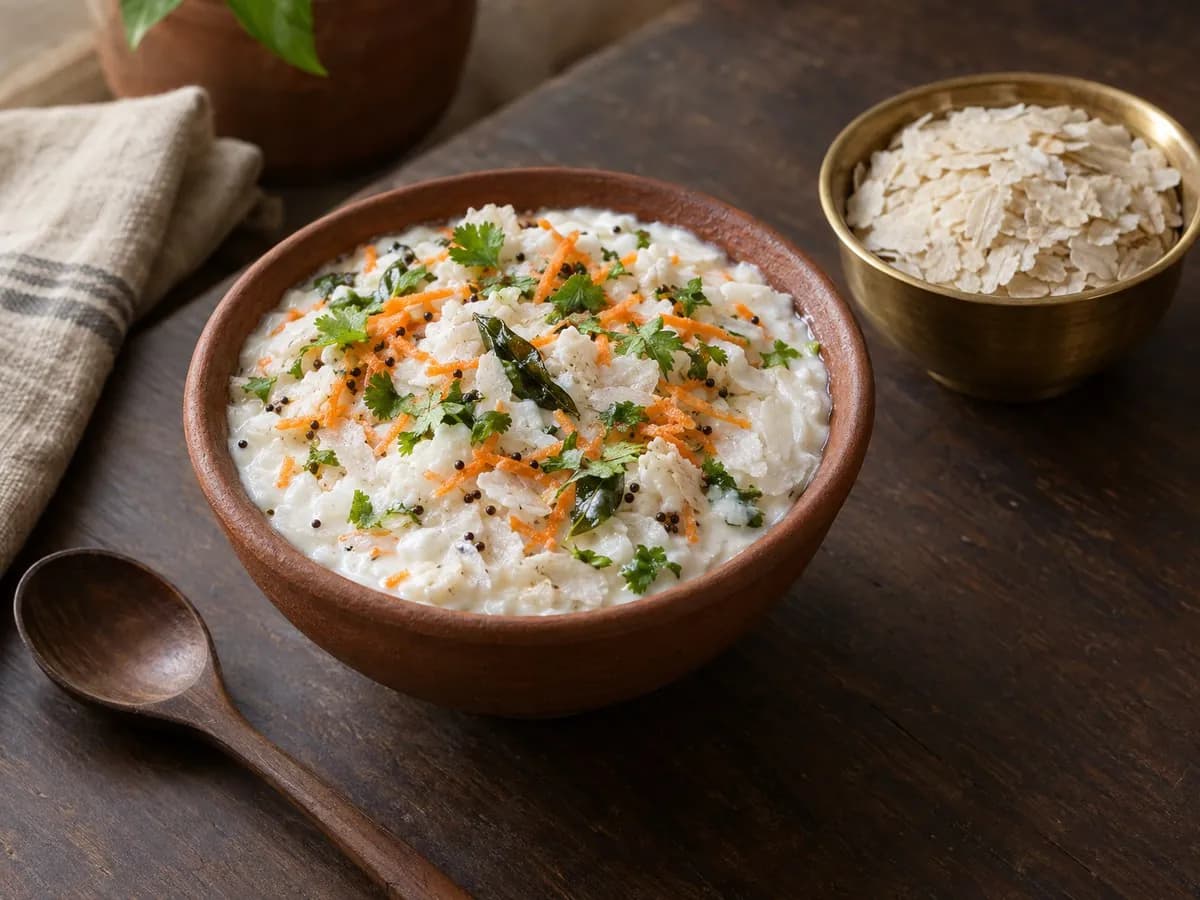 Poha with curd