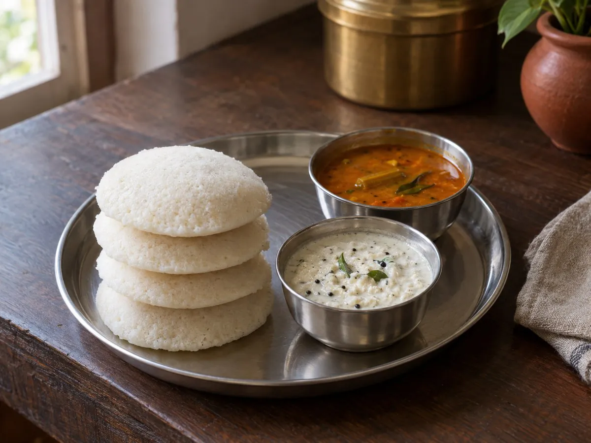 Idli with urad dal and rice